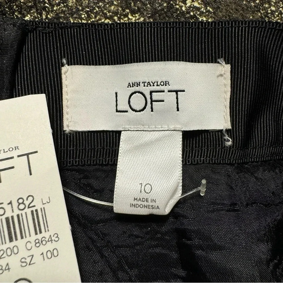 LOFT Ann Taylor Wool Blend Tweed Skirt Size 10 Black Gold Sheer Metallic NWT - Picture 6 of 8